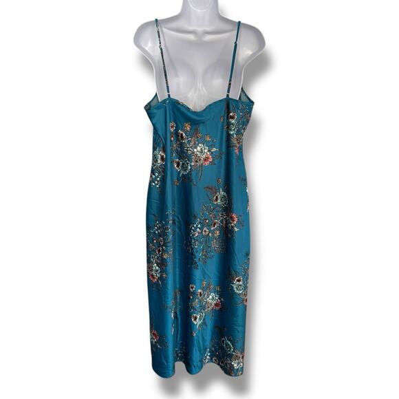 INC International Concepts Size XL Long Floral Nightgown Teal Lace Slit Modest - Picture 6 of 12